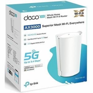 TP-Link Deco X50-5G Wi-Fi 6 IEEE 802.11 a/b/g/n/ac/ax 1 SIM Ethernet, Cellular Modem/Wireless Router - 5G - LTE - Dual Ban