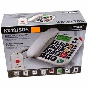 Telefono standard MaxCom - Parato montabile - Bianco - Vivavoce - Compatibile con apparecchio acustico