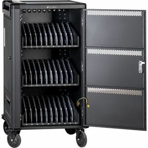 V7 CHGCT30-2E Charging Cart - Push Handle Handle - 4 Casters - 127 mm Caster Size - Cold-rolled Steel (CRS), Steel - 599.9