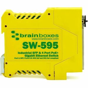 Brainboxes Industrial 1 SFP & 4 Port PoE+ Gigabit Ethernet Switch - 4 Ports - Gigabit Ethernet - 10/100/1000Base-T, 1000Ba