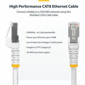 Cavo Rete StarTech.com - 1 m Categoria 8 - 1 - Cable for Dispositivo di rete, Switch, NAS, Dispositivo PoE, PoE Switch, Pu