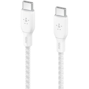 100w USB-C to USB-C Braided Cable 2M White