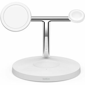 Belkin BoostCharge Pro Induction Charger - White - For iPhone - MagSafe Technology, Magnetic, Fast Charging, LED Indicator