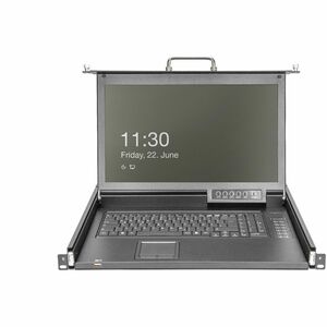 Digitus LCD Rack Console KVM Switch - Jet Black - 43.2 cm (17") LCD - Full HD - 1920 x 1080 - 1 x USB - 8 x VGA - Keyboard