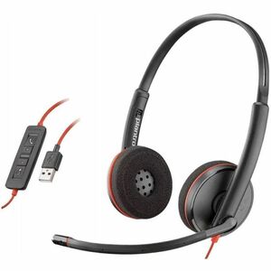 Poly Blackwire C3220 有线 头戴式, 挂耳式 立体声 耳机 - 黑 - 双声道 - 上耳式 - 32 欧姆 - 20 Hz 到 20 kHz - 158.5 cm 线缆 - 降噪 麦克风 - C型 USB