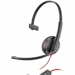 Poly Blackwire C3215 有线 头戴式 Mono 耳机 - 黑 - Microsoft Teams认证 - 单声道 - 耳罩 - 32 欧姆 - 20 Hz 到 20 kHz - 225.6 cm 线缆 - 降噪 麦克风 - 迷