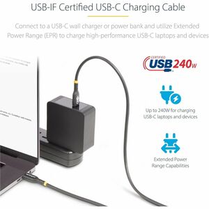 StarTech.com Câble de Recharge USB-C de 2m, Cordon USB-C Certifié USB-IF, 240W PD EPR, Câble de Transfert de Données USB-C