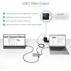 StarTech.com 4-Port USB-C Hub - USB 3.2 (Gen 2) Type C - Portable - 5 USB Port(s) - UASP Support - PC, Mac, ChromeOS, iPadOS