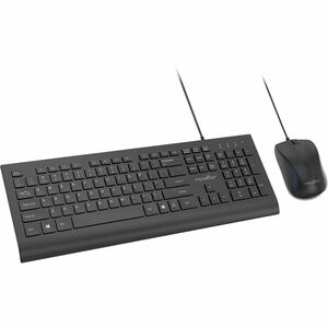 Rocstor Premium CK1 Wired USB Keyboard Mouse Combo Set - USB Type A Cable Keyboard - 104 Key - English (US) - Black - USB 