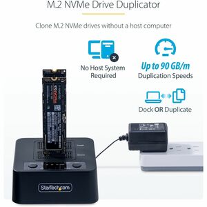 StarTech.com 1:1 M.2 NVMe Drive Duplicator, 90GBpm Standalone M.2 SSD Cloner/Copier, USB-C 3.2 20Gbps M.2 Dual-Bay Drive D