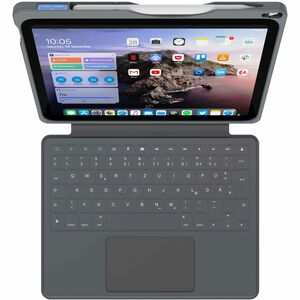 DEQSTER Robust Tastatur/Cover für 27,7 cm (10,9 Zoll) Apple, Logitech iPad (10. Generation), iPad (2022) Tablet - Grau - S