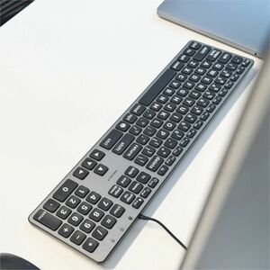 Macally Backlit Large Print Keyboard For Mac with Dual USB A / C - Cable Connectivity - USB Type A, USB Type C Interface -
