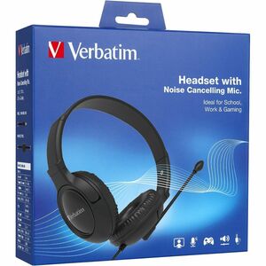 Verbatim Wired On-ear, Over-the-head Stereo Headset - Black - Binaural - Circumaural - 32 Ohm - 20 Hz to 20 kHz - 120 cm C