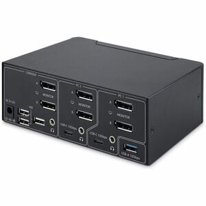 StarTech.com 2-Port Dual-Monitor DisplayPort 1.4 KVM Switch, 8K 60Hz / 4K 144Hz, 2x USB 10Gbps Ports, Hotkey Switching, TA