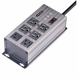 StarTech.com 6-Outlet Industrial Power Strip 125V/15A, EMI/RFI Isolation, Surge Protection, Mountable PDU, 8ft NEMA 5-15P 