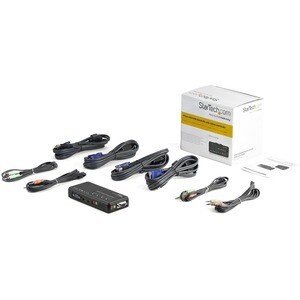 4 Port Black USB KVM Switch Kit with Cables and Audio - desktop KVM Switch - VGA KVM Switch - USB KVM Switch 4 Port