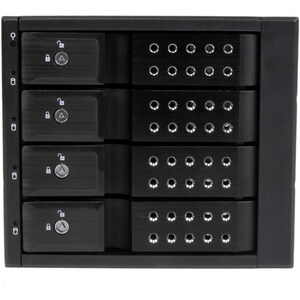 4 DRIVE BAY ALUMINUM TRAYLESS HOT SWAP MOBILE RACK BACKPLANE WITH FAN  LOCK FOR 3.5IN SAS II / SATA III - 6 GBPS HARD DRIV