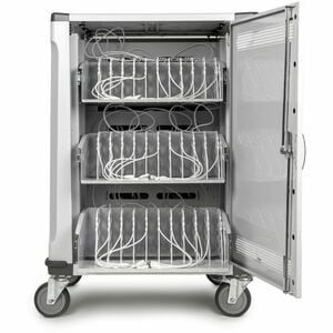 Rocstor Volt C32 PRE-WIRED Charge Cart - Includes 32 USB-C 65W Power Adapters - 0 Shelf - 3 Drawer - 4 Casters - 5" Caster