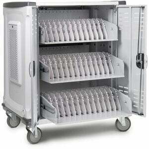 Rocstor Volt C42 Pre-Wired Charging Cart with Intelligent Power Charging 90W - 3 Shelf - 3 Drawer - Push Handle Handle - 4