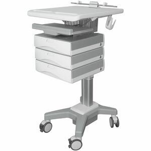 Amer Mounts Light Pedestal Medical Cart with Laptop Bar Mount (Max Load 20.94 lbs) - 20.94 lb (9.50 kg) Load Capacity - 4 