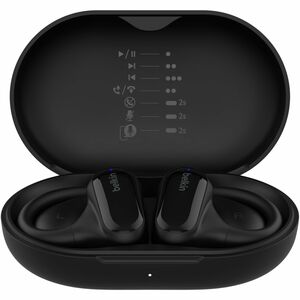 Belkin SoundForm ClearFit True Wireless Over-the-ear, Open-ear, Earbud Stereo Earset - Black - Binaural - Open - 1000 cm -