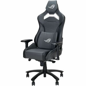 ROG Chariot X gaming chair in racing-car style with Aura RGB lighting featuring an adjustable high-density foam headrest m