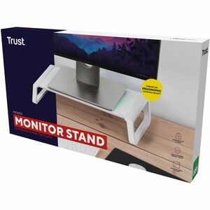 Trust Monta Monitor Stand - 10 kg Load Capacity - Desk, Freestanding - Tempered Glass - White, Transparent - For Monitor, 