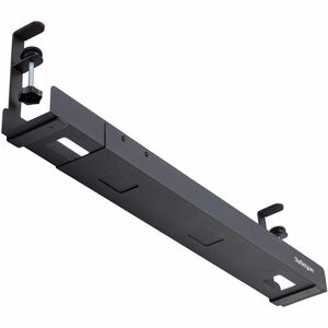 StarTech.com Under Desk Cable Management Tray, Length Adjustable, Clamp-On Installation, No Drilling Required, Black - Len