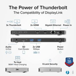 Plugable Thunderbolt 4 Dock for Quad Monitors 100W, Thunderbolt Docking Station - Connects up to Four 4K Monitors for Wind