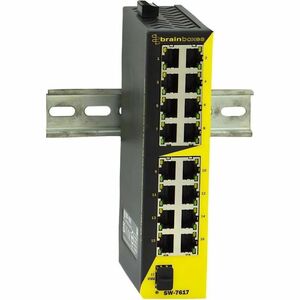 Brainboxes SW-7617 Ethernet Switch - 16 Ports - Fast Ethernet, Gigabit Ethernet - 10/100Base-T, 1000Base-X - 2 Layer Suppo