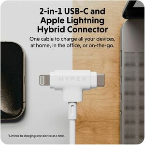 Hyper HyperJuice HJ4010WHGL 1.52 m Lightning/USB-C Data Transfer Cable - Cable for Notebook, Tablet, Phone, MacBook Air, H