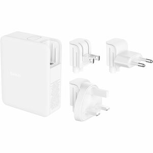 140W 4-PORTS USB GAN WALL CHARGER WITH UK EU US PLUG TIPS WHITE