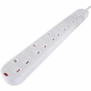 connektgear Surge Suppressor/Protector - White - UK BS1363 Plug - 6 x BS 1363/A - 375 J - 250 V AC - 5m - Wall Mountable
