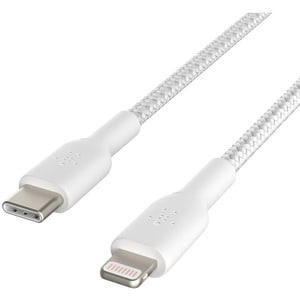 Belkin MFi Certified Braided Lightning to USB-C Charge and Sync Cable, 6.6 Feet / 2 Meters, White