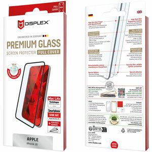 Displex Premium Glass 10H Hartglas Displayschutz für Apple iPhone 16 - Transparent - 1 - für OLED iPhone 16 - Resistent ge