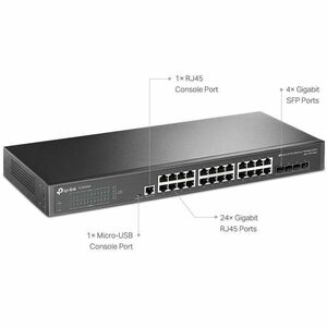 TP-Link Omada SG3428 24 Puertos Gestionable Conmutador Ethernet - Gigabit Ethernet - 10/100/1000Base-T, 1000Base-X - 2 Cap