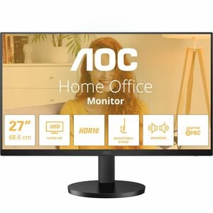 AOC U27B3AF 27" Class 4K UHD LED Monitor - 16:9 - Matte Black - 27" Viewable - In-plane Switching (IPS) Technology - WLED 