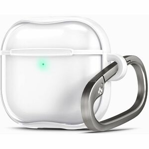Spigen Ultra Hybrid Carrying Case Apple AirPods 4 - Jet White - Scratch Resistant - Polycarbonate Body - Carabiner Clip - 