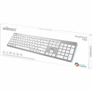 Adesso EasyTouch AKB-730UW Keyboard - Full-size - Cable Connectivity - USB Type C Interface - English (UK) - White - Sciss