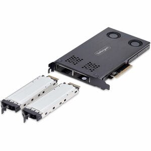 StarTech.com Dual-Bay M.2 NVMe SSD to PCIe x8 Removable Mobile Rack; Bifurcation Required; Tool-less Installation, PCIe Ho