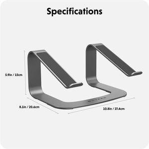 Hyper HyperSpace Ergonomic Laptop Stand - Space Grey - Up to 16" Screen Support - 5.90" Height x 10.80" Width x 8.10" Dept