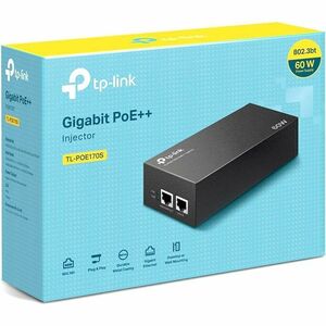 TP-Link POE170S 60W PoE++ Injector - 120 V AC, 230 V AC Input - 1 x RJ-45 Input Port(s) - 1 x RJ-45 Output Port(s) - 60 W