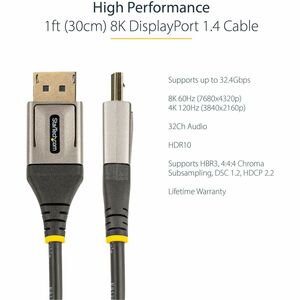 StarTech.com 30.48 cm DisplayPort A/V Cable - 1 - Cable for Notebook, Desktop Computer, Monitor, TV, Projector, Workstatio