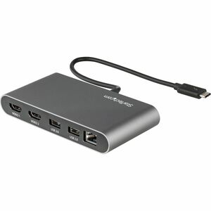 StarTech.com Thunderbolt 3 Docking Station for Notebook - Black, Silver - 2 Displays Supported - 4K - 3840 x 2160 - 1 x US