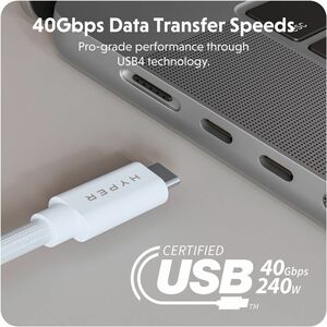 Hyper HyperDrive HD6500WHGL 1.20 m USB4 Data Transfer Cable - Cable for Audio/Video Device, USB Device, MacBook, MacBook P
