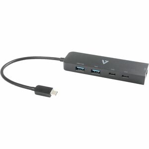 V7 V7UCRJ25GHUB-BLK Hub USB/Ethernet Combo - 10 GB/s - Preto - 3 Total USB Port(s)