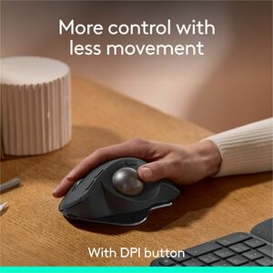 Logitech MX Ergo S Plus Advanced Wireless Trackball Mouse, USB-C Rechargeable Wireless Ergonomic Mouse With Bluetooth and 