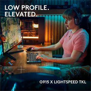 Logitech G915 X LIGHTSPEED TKL Low-Profile Wireless Gaming Keyboard, Double-Shot PBT Keycaps, Fully Programmable Keys, RGB
