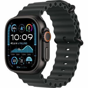 Apple 49mm Black Ocean Band - Black Titanium Finish - Adjustable - One Size - Buckle Attachment - Black - Titanium, Fluoro