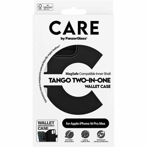 CARE Tango Carrying Case (Wallet) Apple iPhone 16 Pro Max Smartphone - Black - Drop Resistant, Shock Resistant, Crush Resi